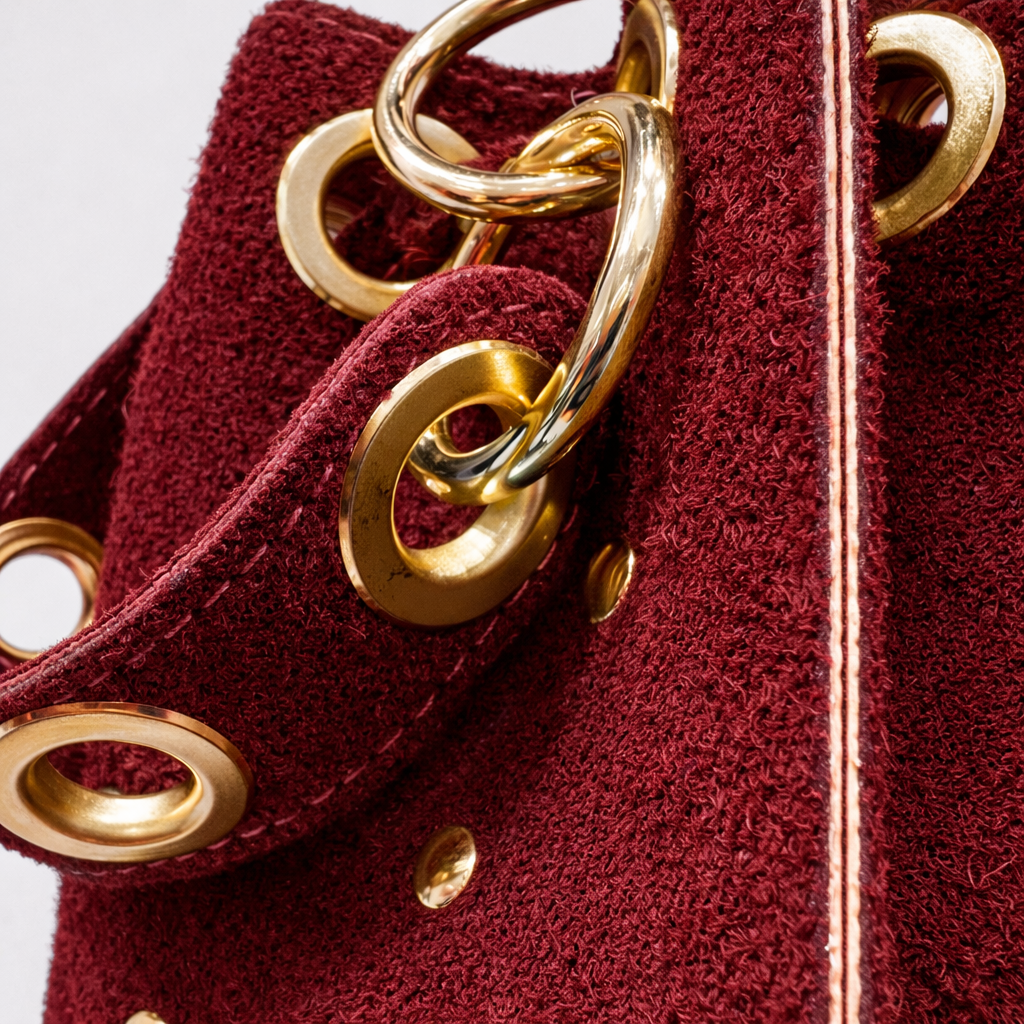 LIETTA Bolso de piel con tachas granate