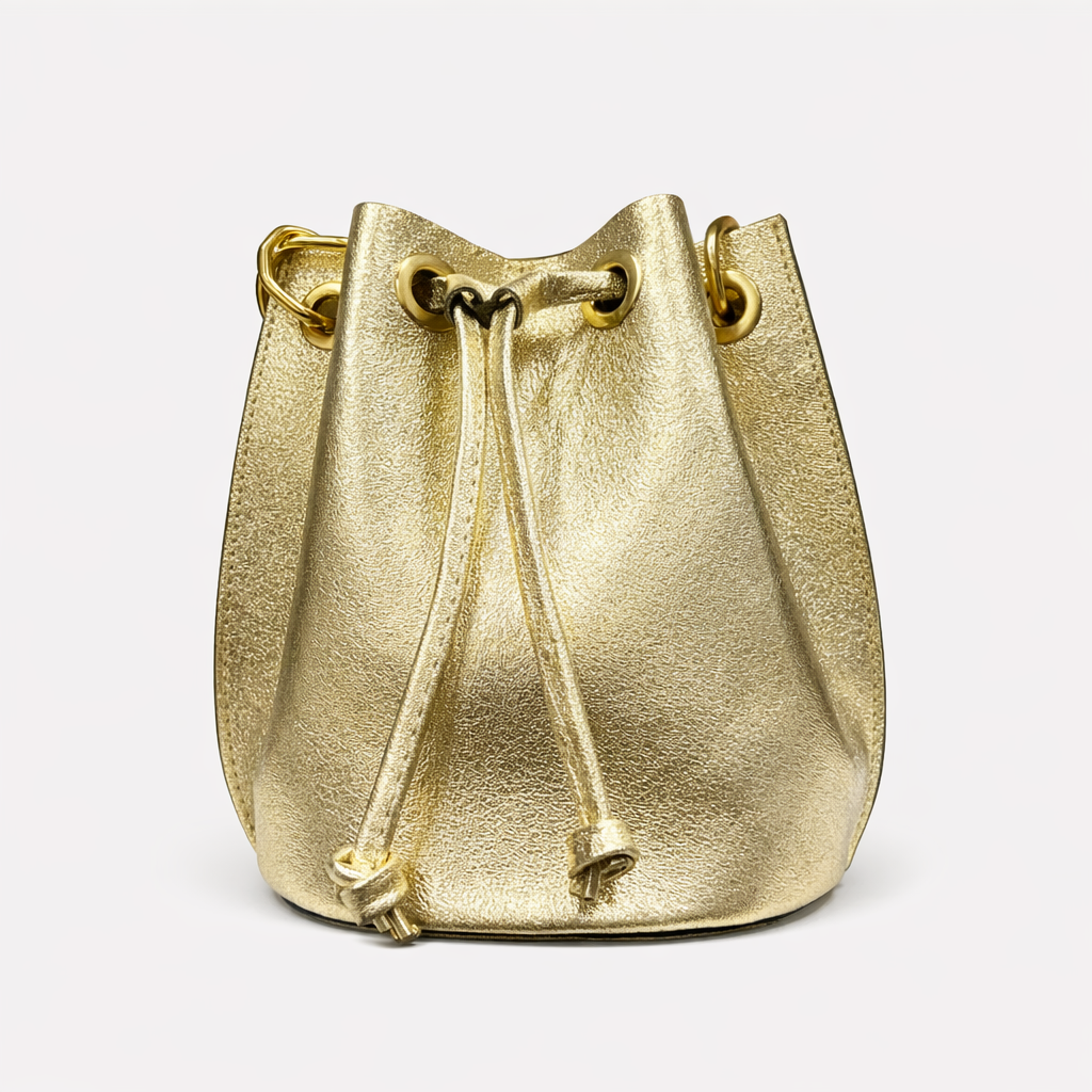 VITA Bolso bombonera piel granulada oro