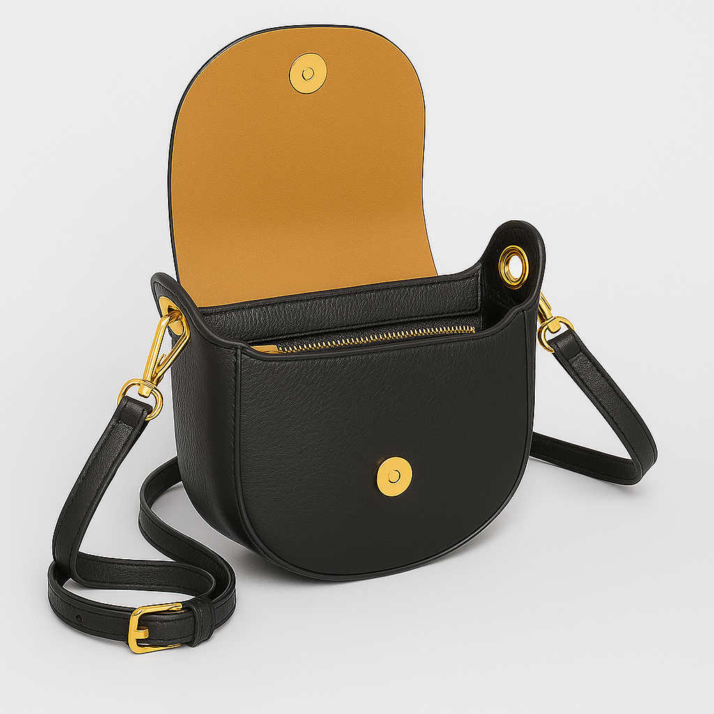 FLORENCIA - Bolso de piel con cremallera NEGRO